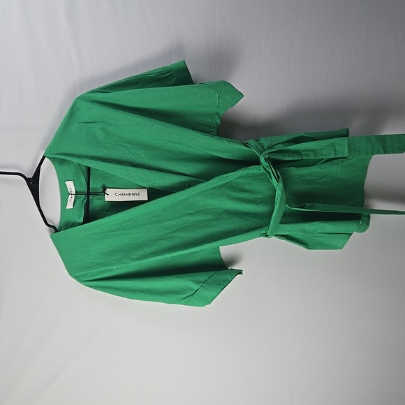 CoMMENSE Oversized Green Linen Blend 2 Pc Pants Set Women's Sz S, Coastal NWT - Picture 3 of 14